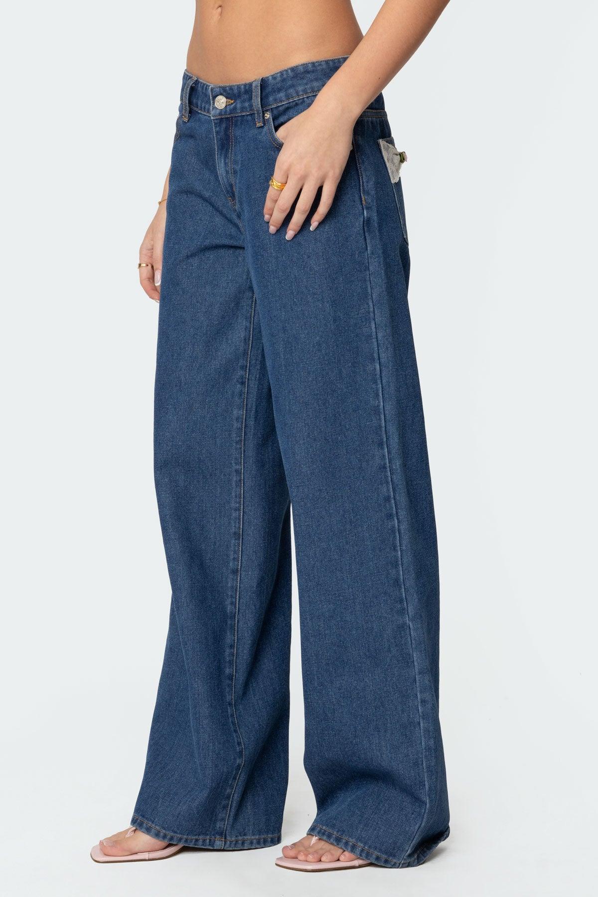 Lacey Pocket Low Rise Baggy Jeans Product Image