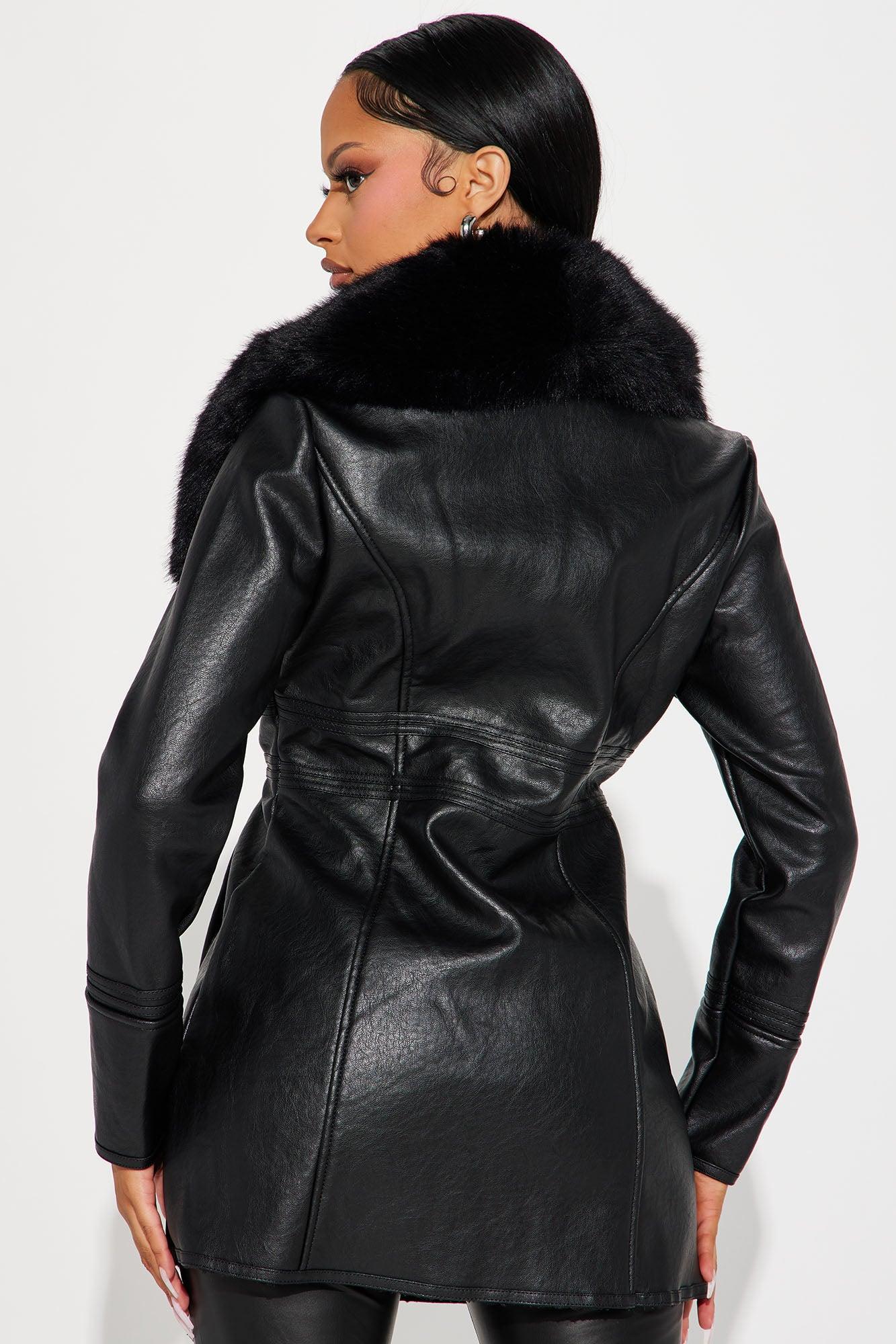 After Hour Faux Leather Coat - Black Product Image