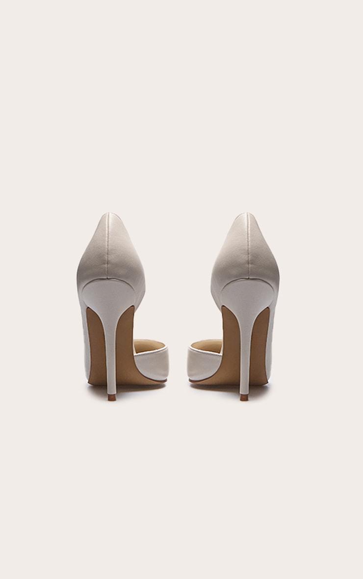 Cream Pu Point Toe Curve Cut Out High Heel Courts Product Image