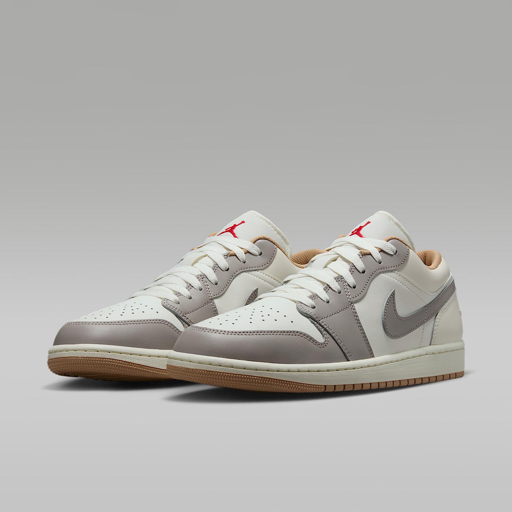 Jordan Mens Jordan AJ 1 Low - Mens Shoes Sail/Fire Red/College Grey Product Image