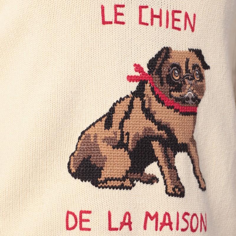 VALENTINO Embroidered V-neck Crewneck Sweater With Ribbed Trim In White Product Image