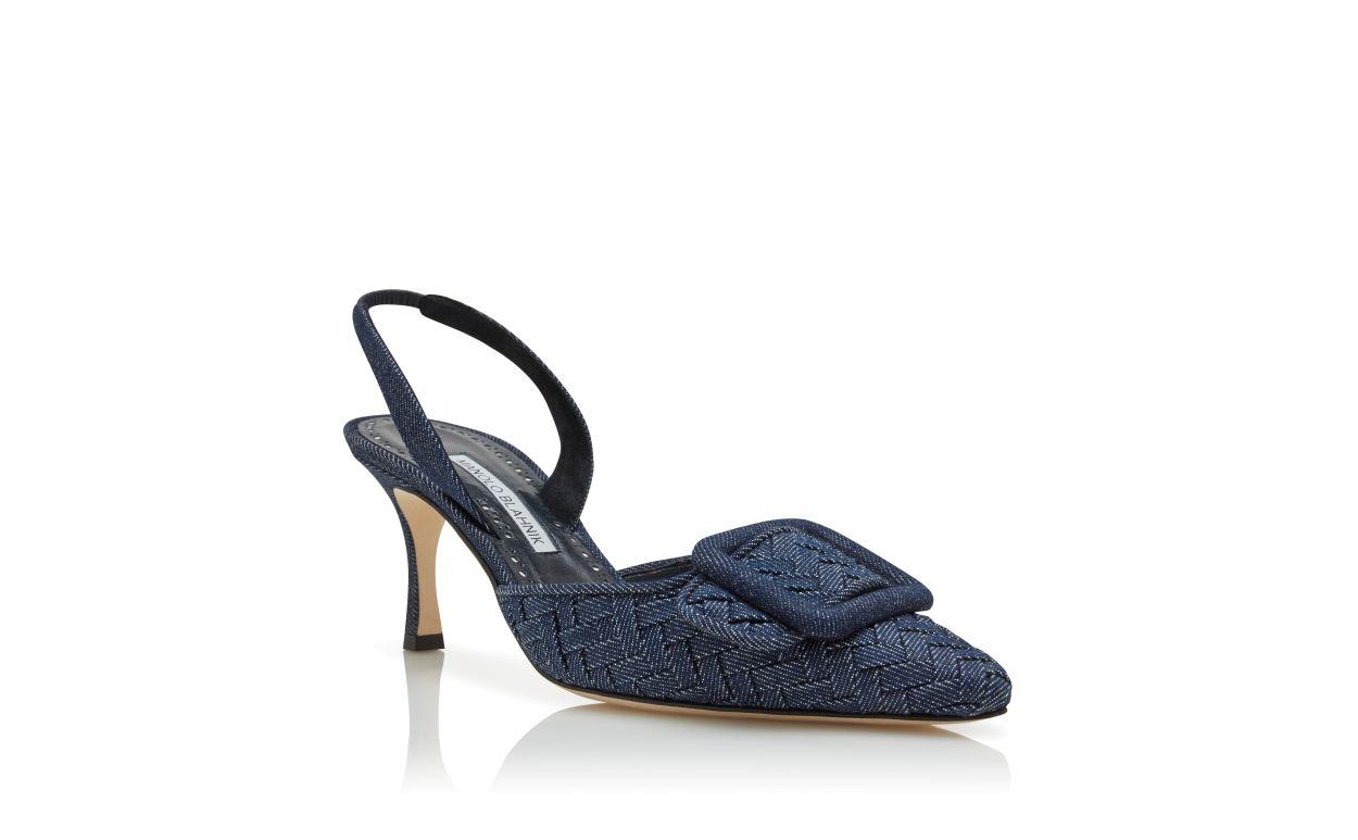 MAYSLI Dark Blue Chambray Slingback Pumps Product Image