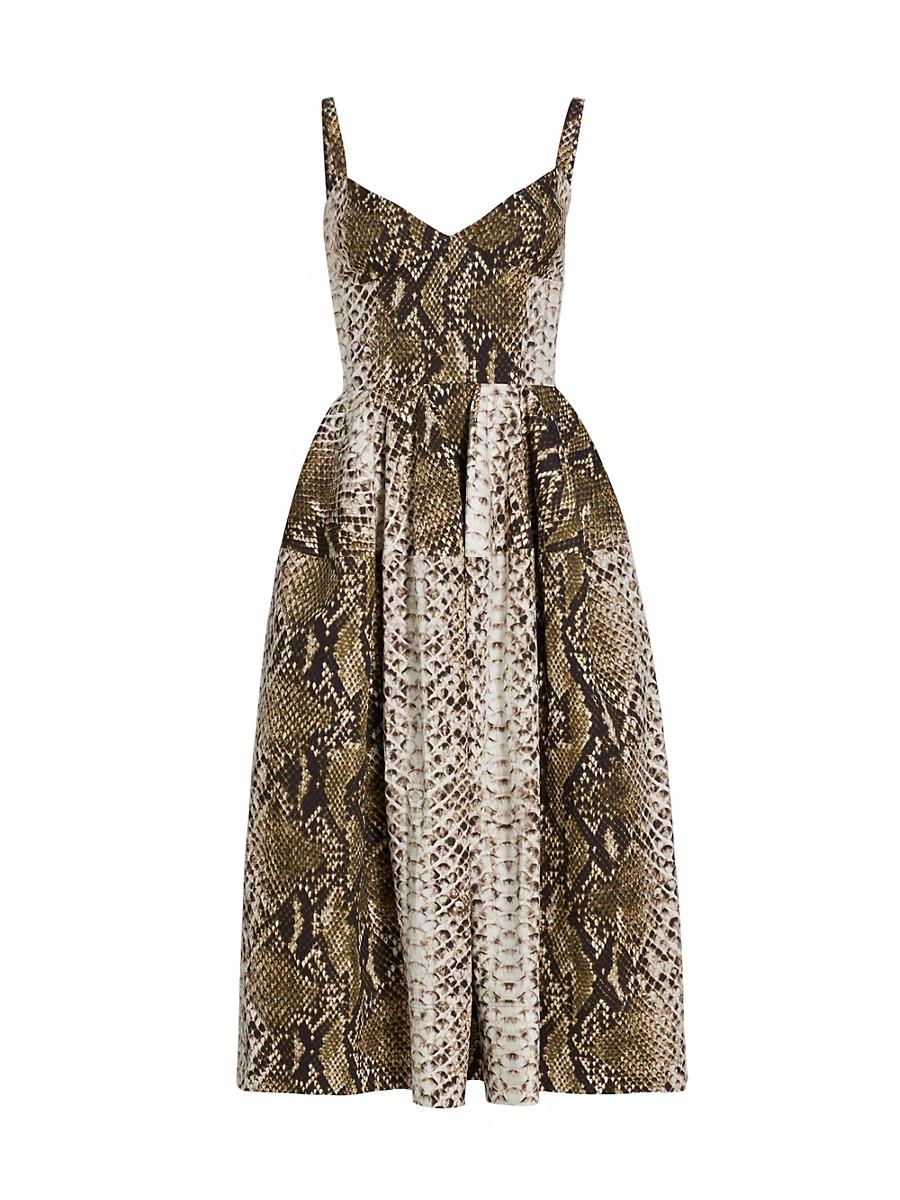 Womens Snakeskin Cotton Midi-Dress Product Image