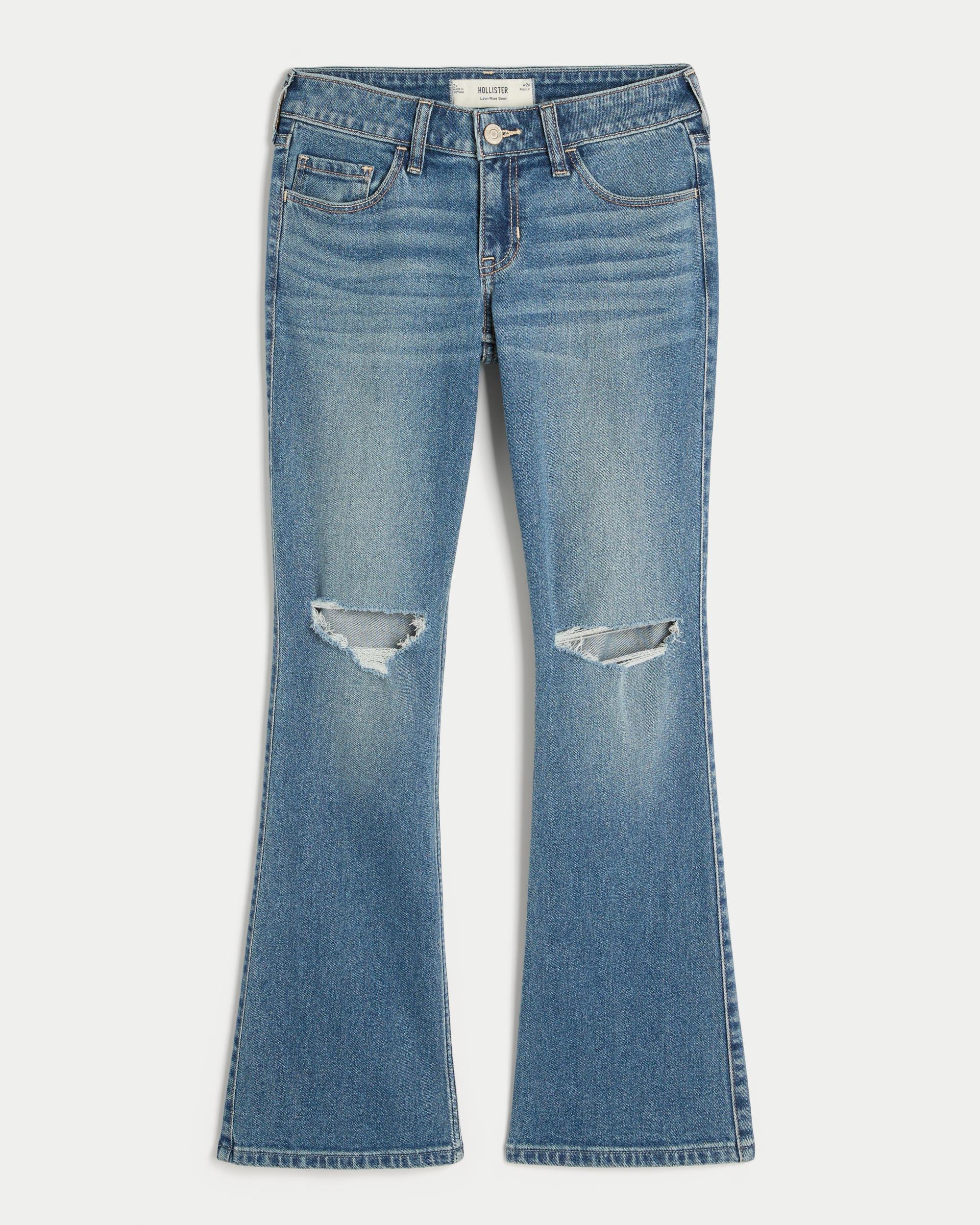 Low-Rise Ripped Medium Wash Boot Jeans Product Image