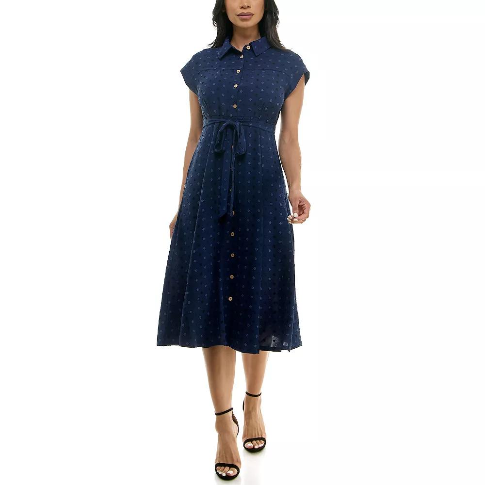 Women's Nina Leonard Collared Button Front Shirt Dress,  Product Image