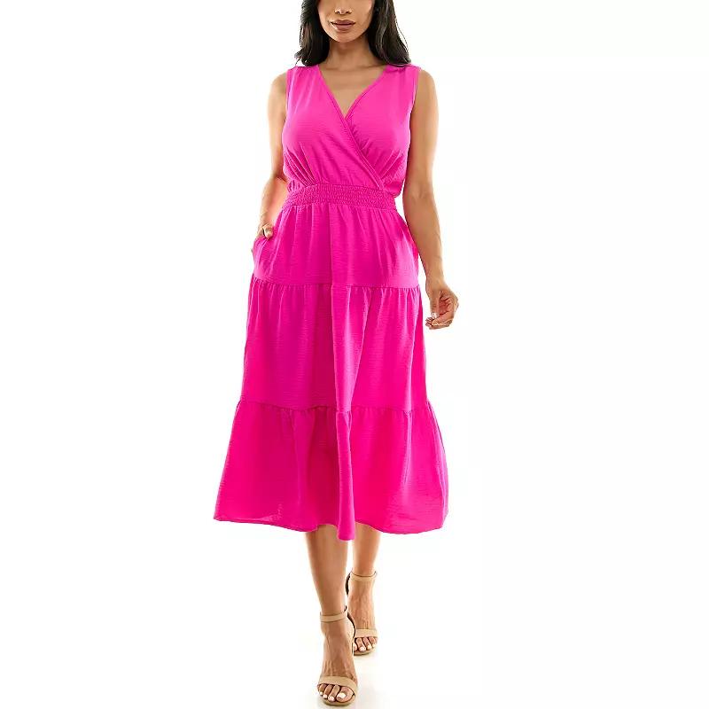 Women's Nina Leonard Tiered Smocked Midi Dress,  Product Image