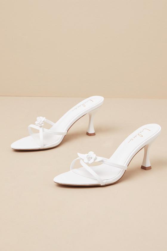 Patrika White Floral High Heel Slide Sandals Product Image