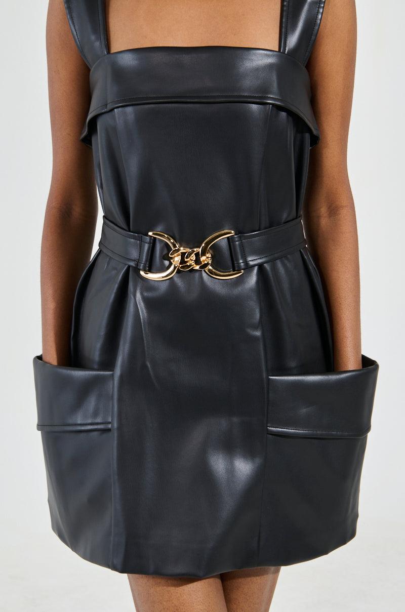 MY MOMENT PU EMBELLISHED MINI DRESS Product Image