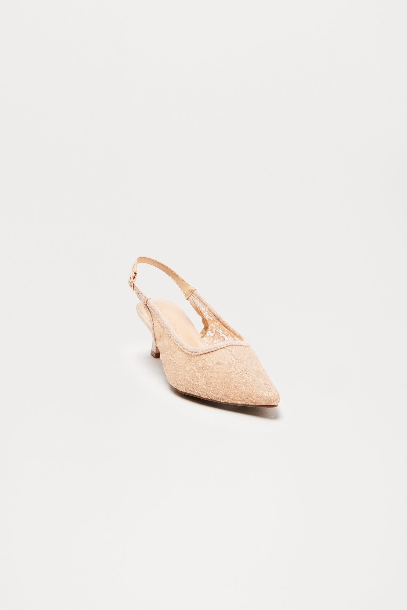 Arica Lace Slingback Pumps - Nude Product Image