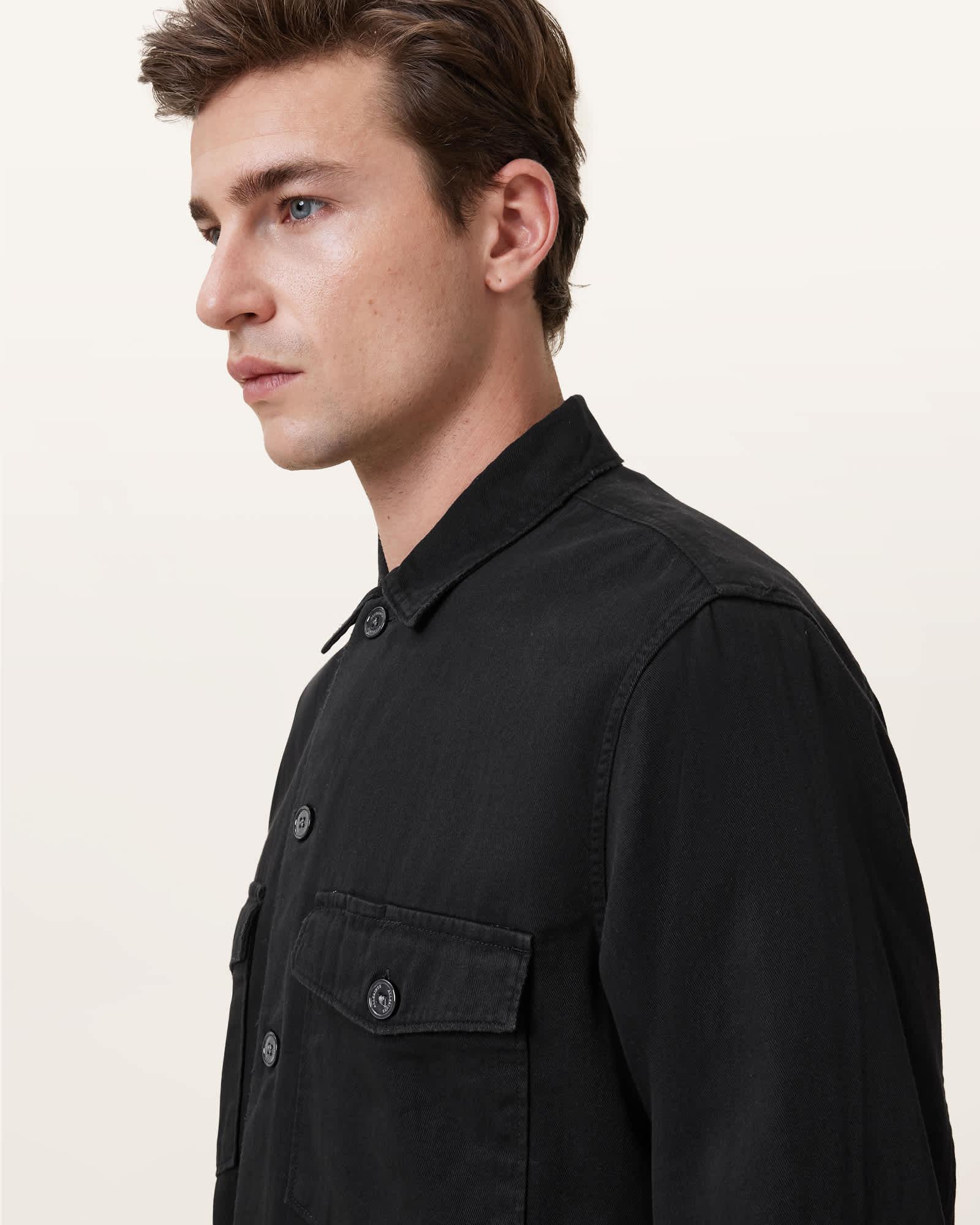 Spotter Slim Fit Overshirt Black | ALLSAINTS US Product Image