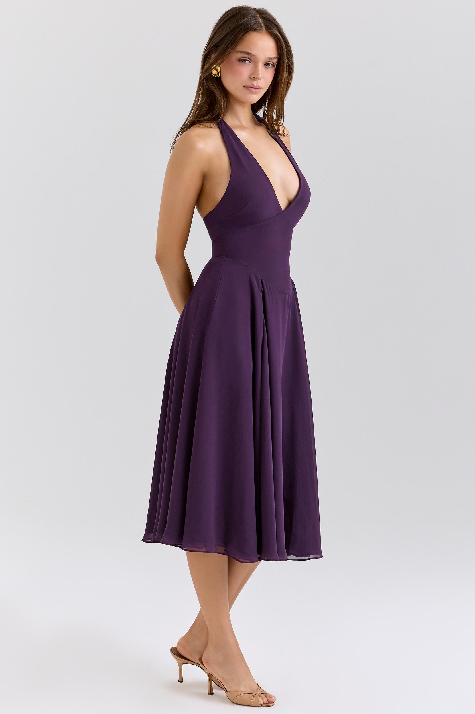 Solada  grape georgette halter sundress Product Image