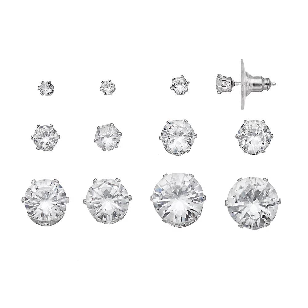 Simply Vera Vera Wang Simulated Crystal Stud Earring Set, Women's, Clear Product Image