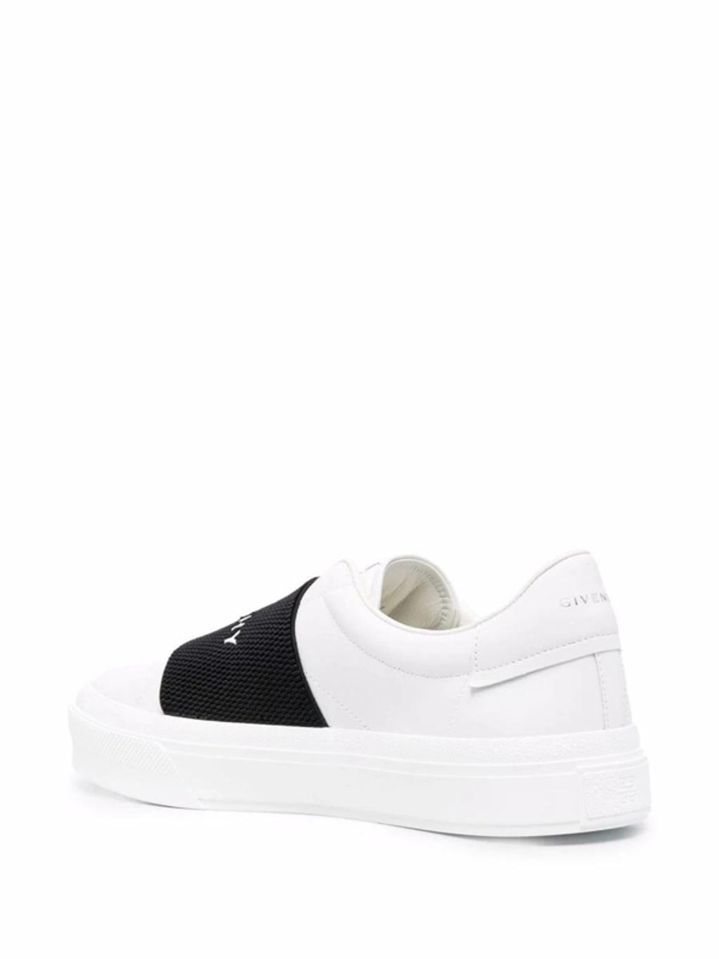 GIVENCHY Logo-embroidered Slip-on Leather Sneakers In White Black Product Image
