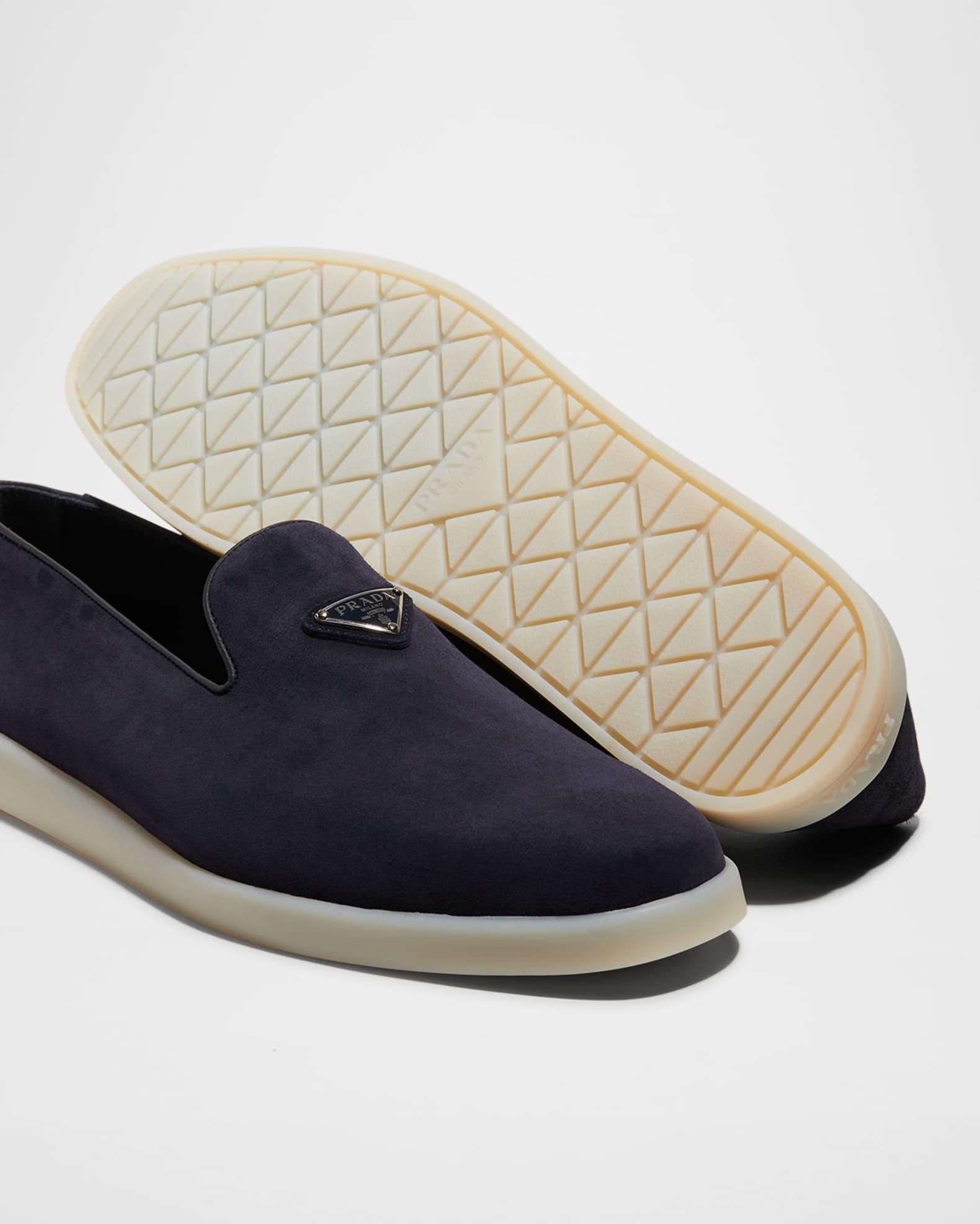 Men's Triangle Logo Suede Loafers Product Image