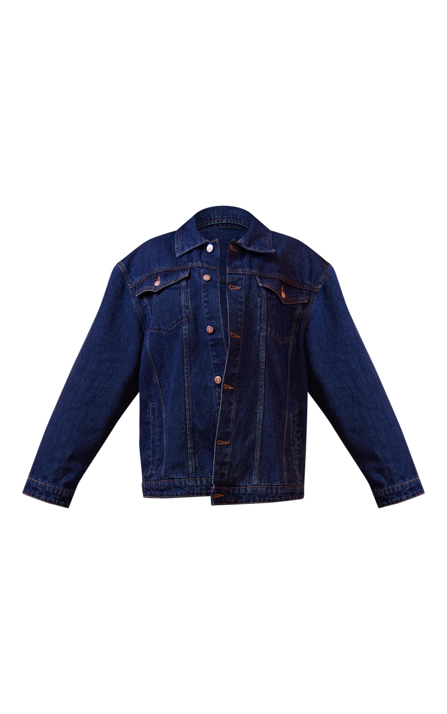 Mid Blue Wash Seam Detail Pocket Detail Button Up Denim Jacket Product Image