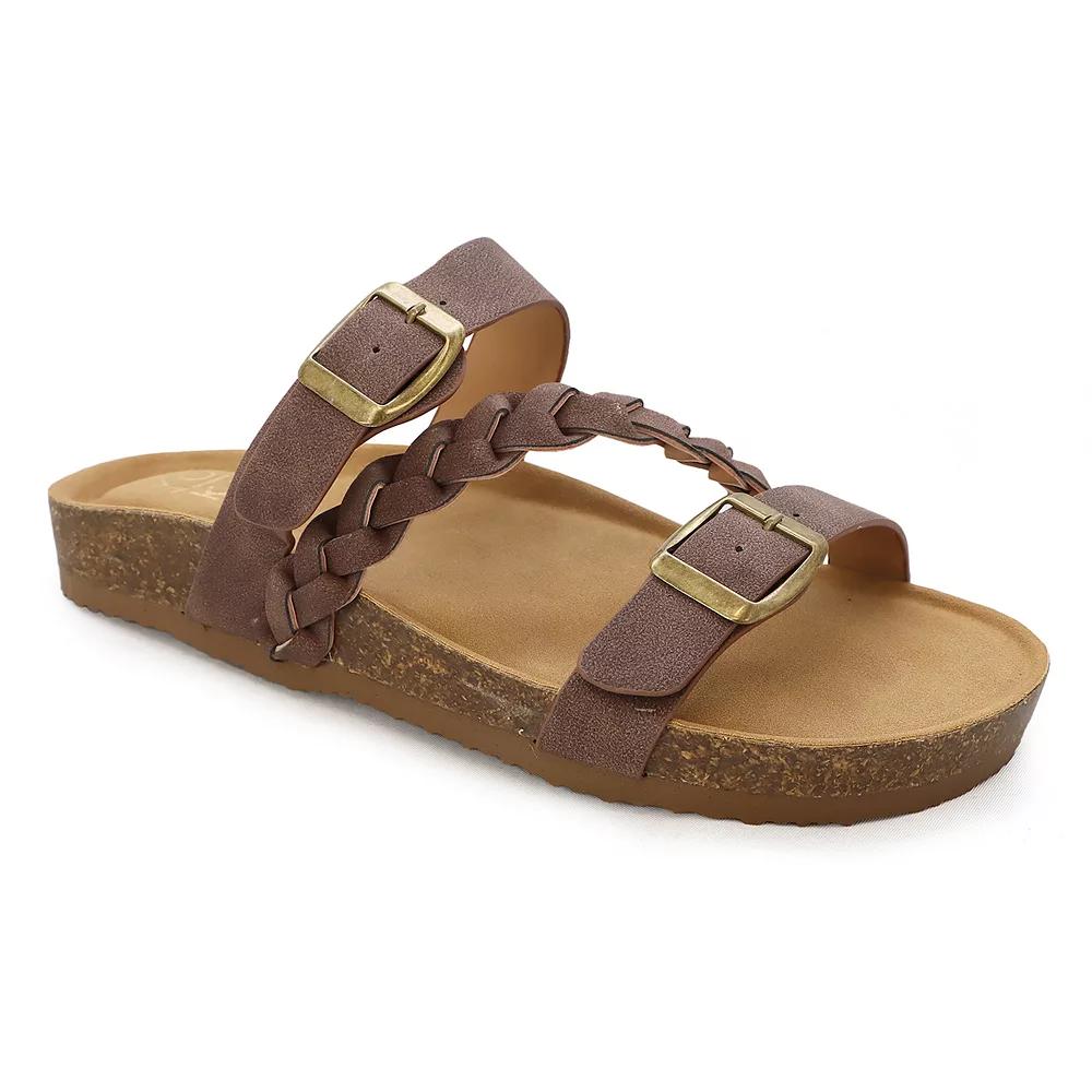 Yoki Women's Double Buckle Slide Sandal With Braid Strap,  Product Image