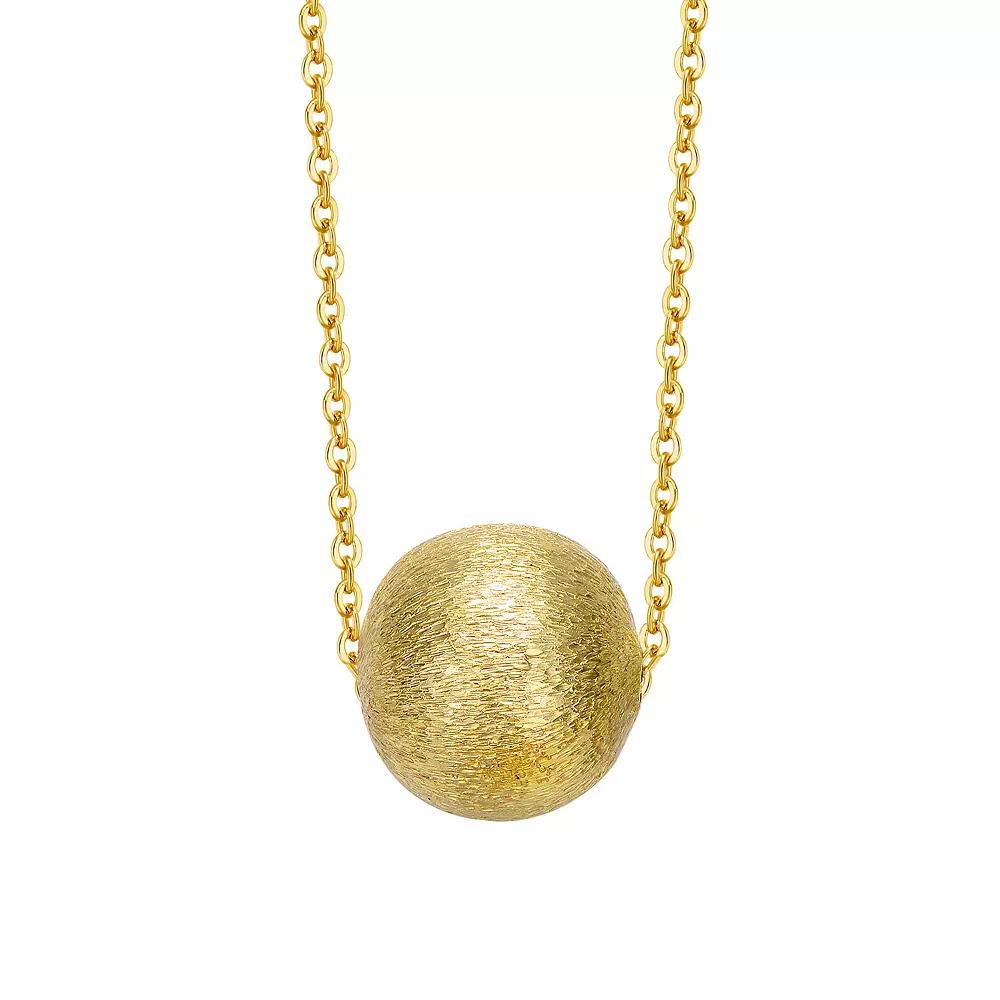 14k Gold Plated Textured Ball Necklace, Womens Gold Tone Product Image