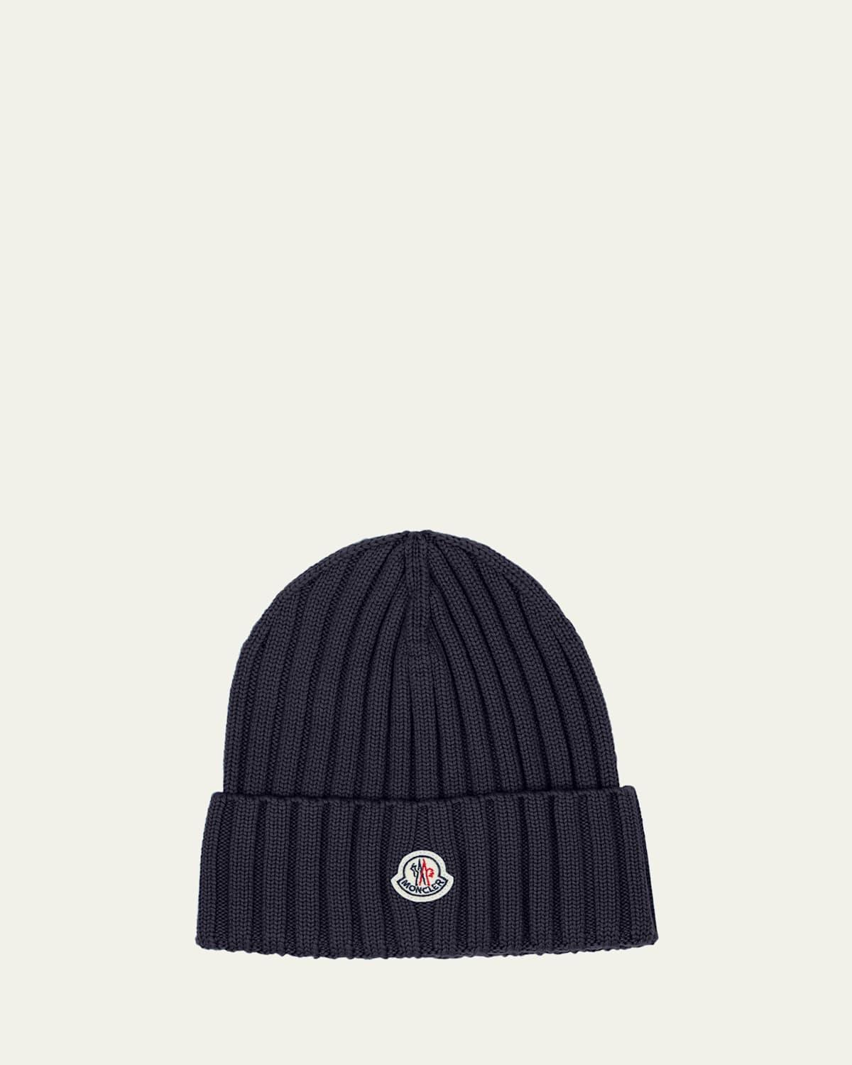 Ribbed Wool Beanie with Logo Patch Product Image