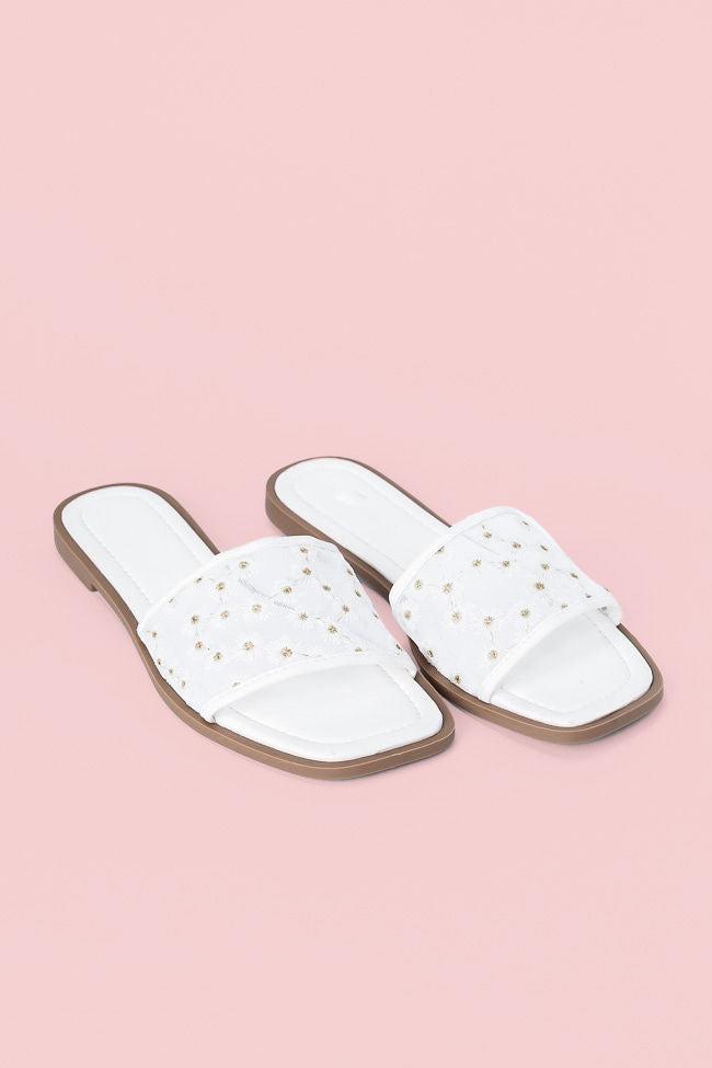 Adeline White Mesh Floral Sandals FINAL SALE Product Image