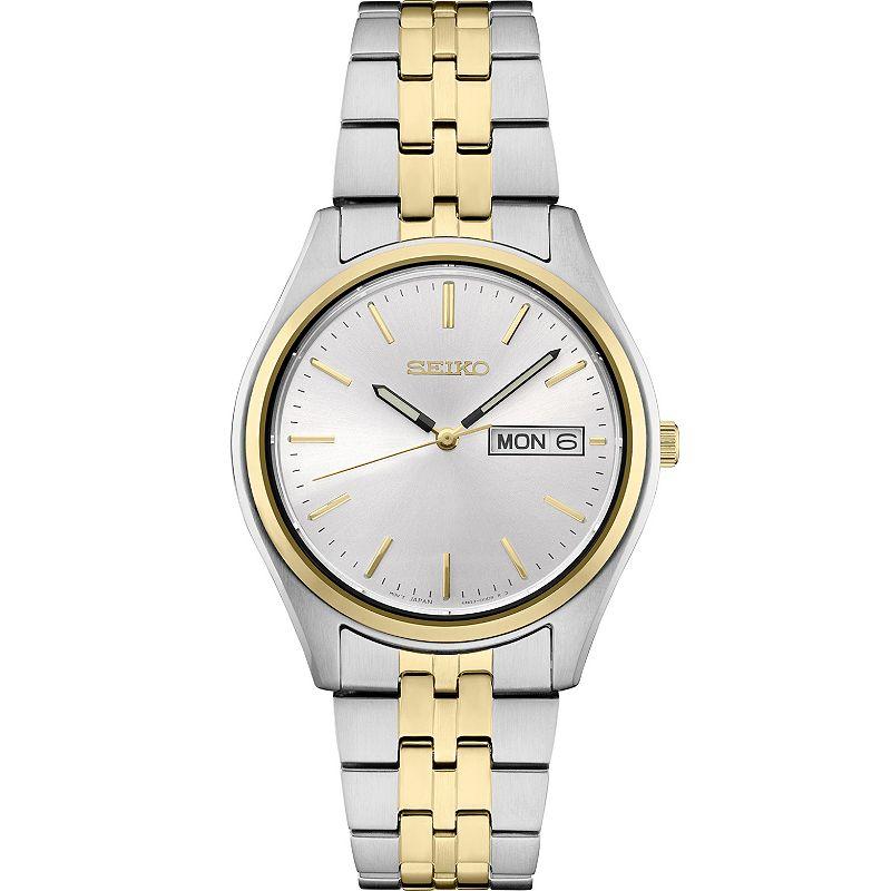 Seiko Mens Essential Two Tone White Dial Watch - SUR430 Gold Silver Product Image
