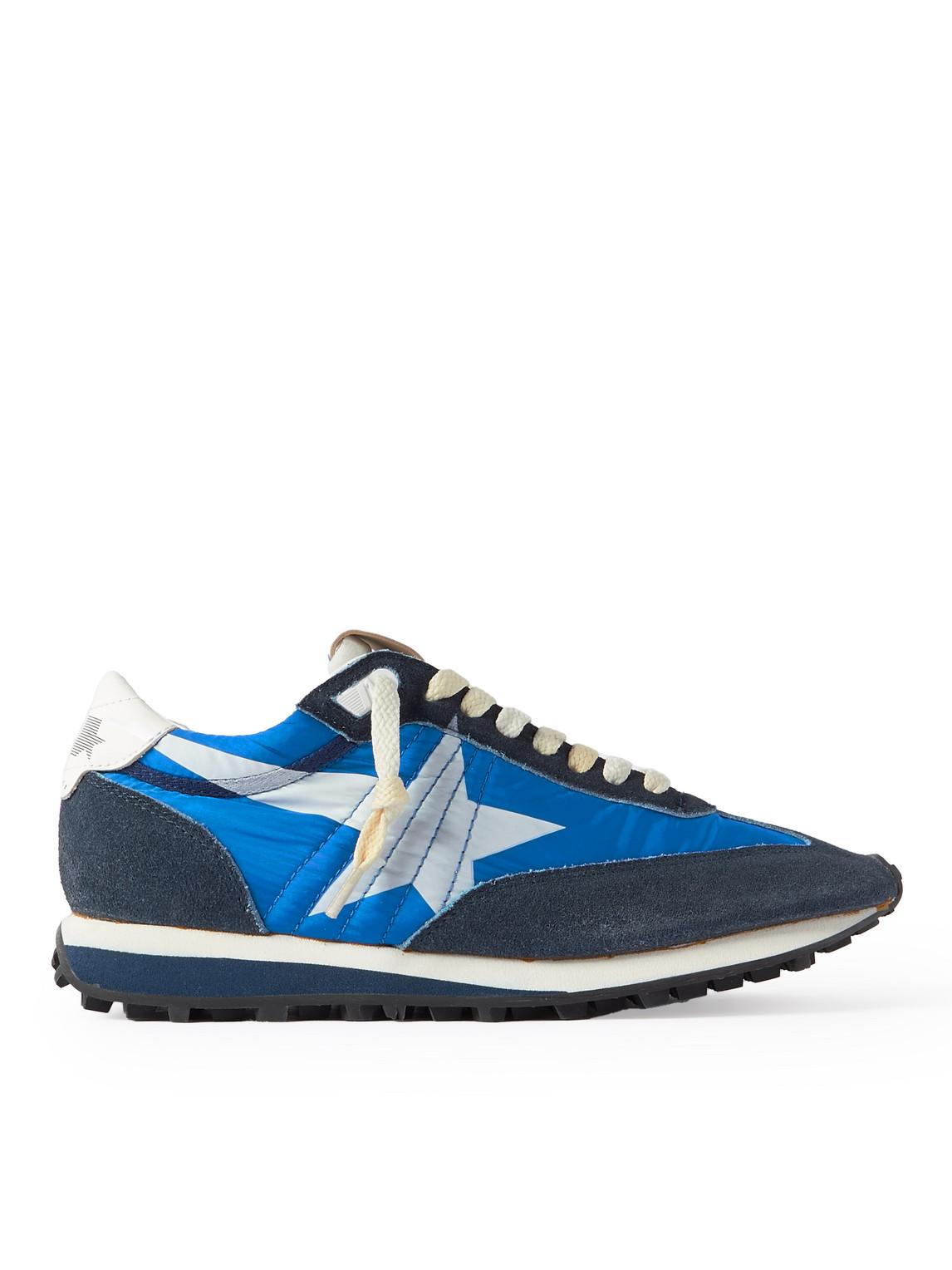 GOLDEN GOOSE Deluxe Brand Running Marathon Nylon Upper Suede Sneakers In Blue Product Image