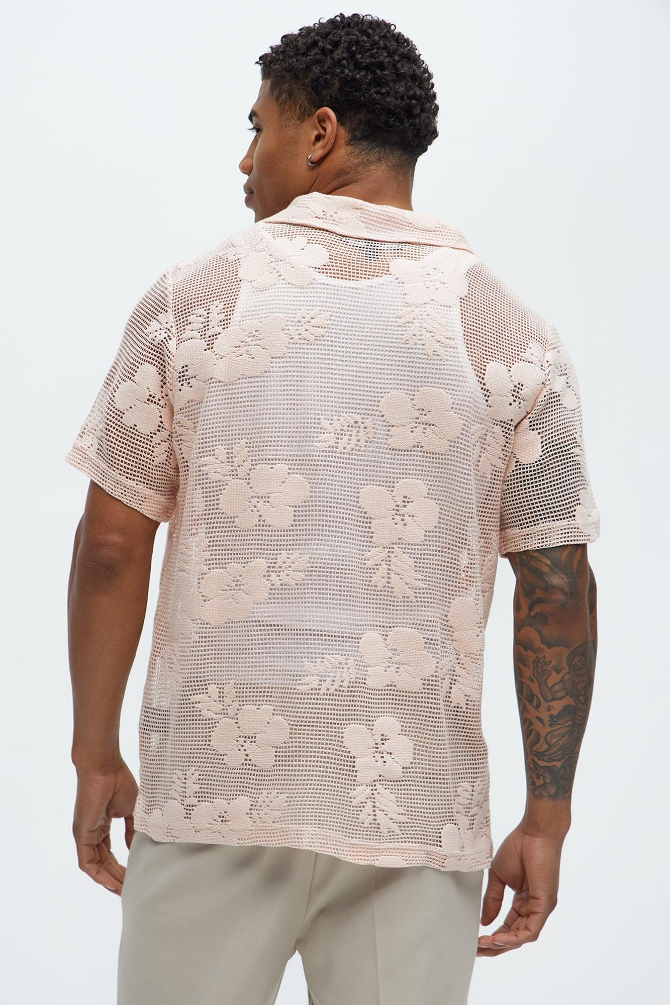 Eastland Crochet Lightweight Johnny Collar Shirt - Mauve Product Image