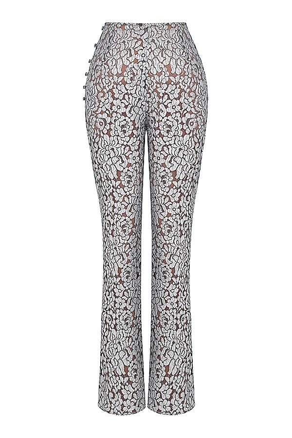 Mara  silver metallic lace trousers Product Image