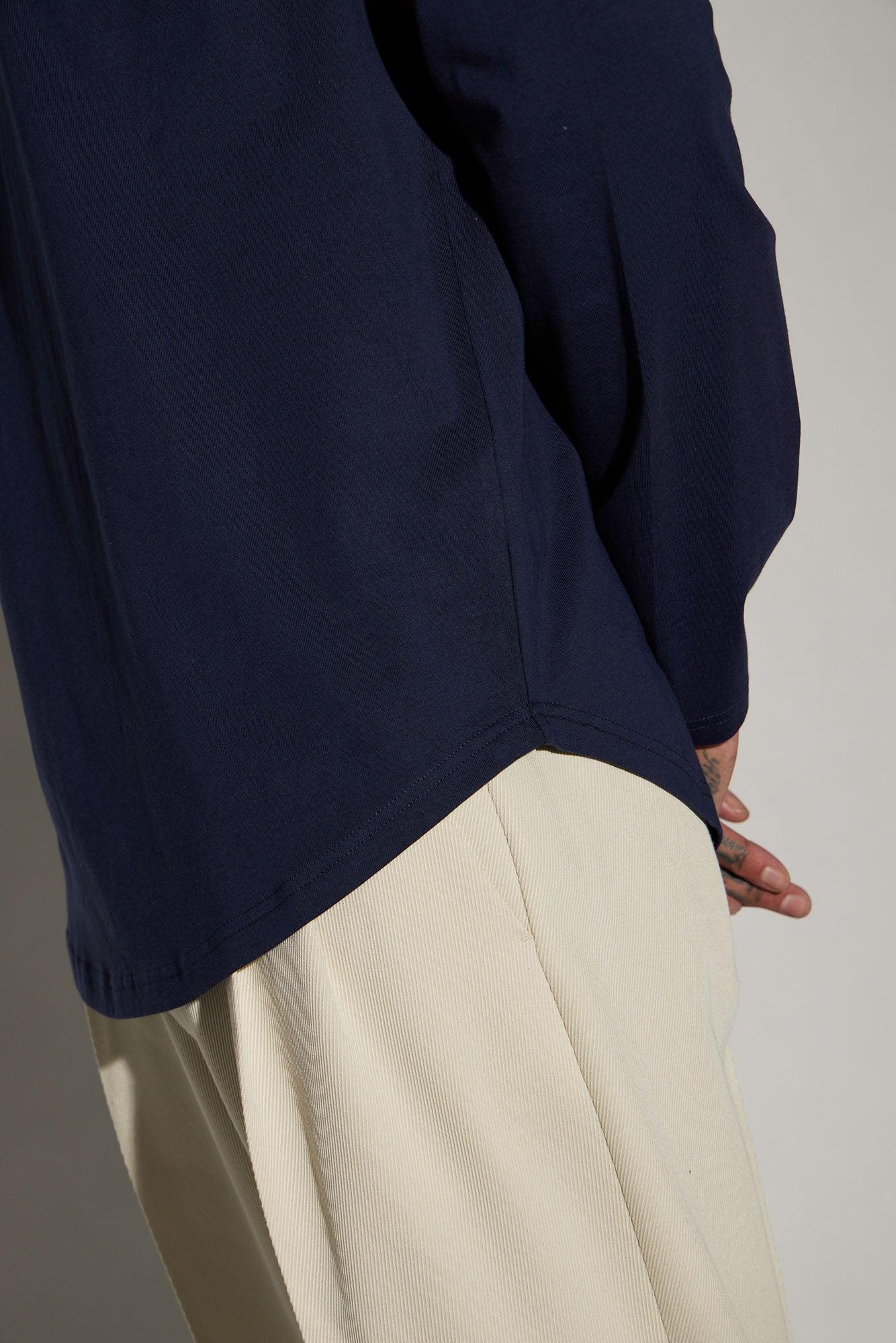 Essential Long Sleeve Scallop Tee - Navy Product Image