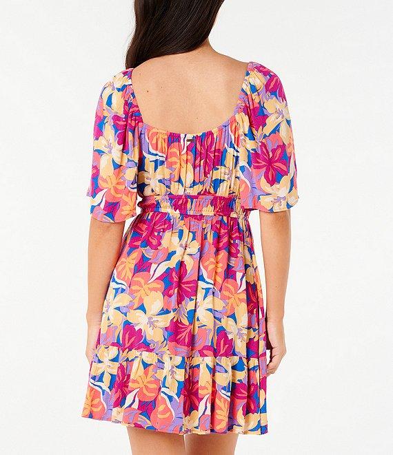 Rip Curl Es Vedra Short Sleeve Floral Mini Dress Product Image
