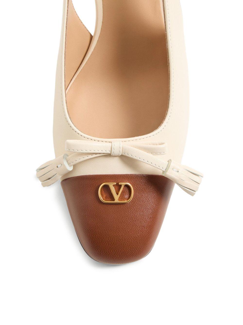 VALENTINO GARAVANI Leather Vlogo Signature Pumps With Slingback Strap In Neutral Product Image
