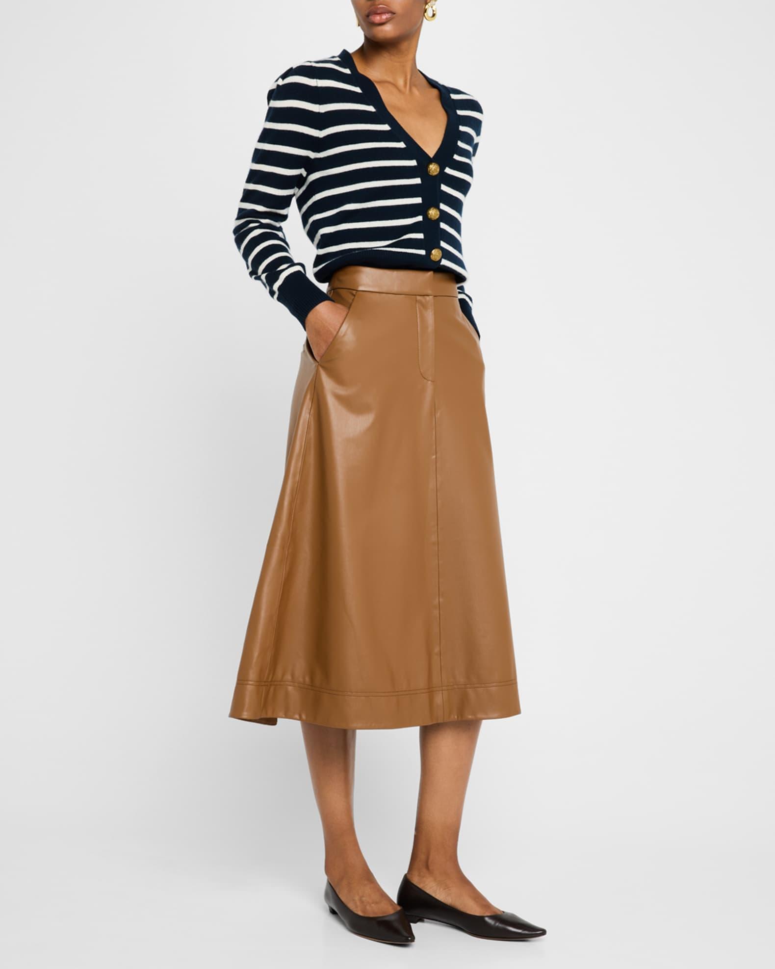 Louise Faux Leather Midi Skirt Product Image