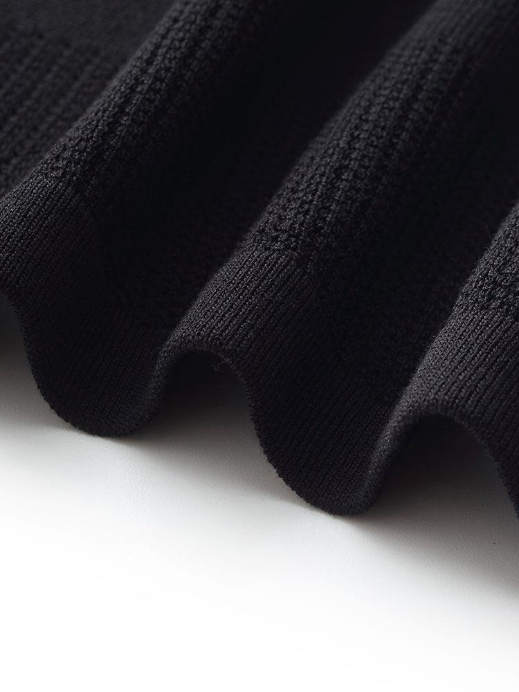 Contrast Stitch Knit Top And Skirt Two-Piece Set Product Image