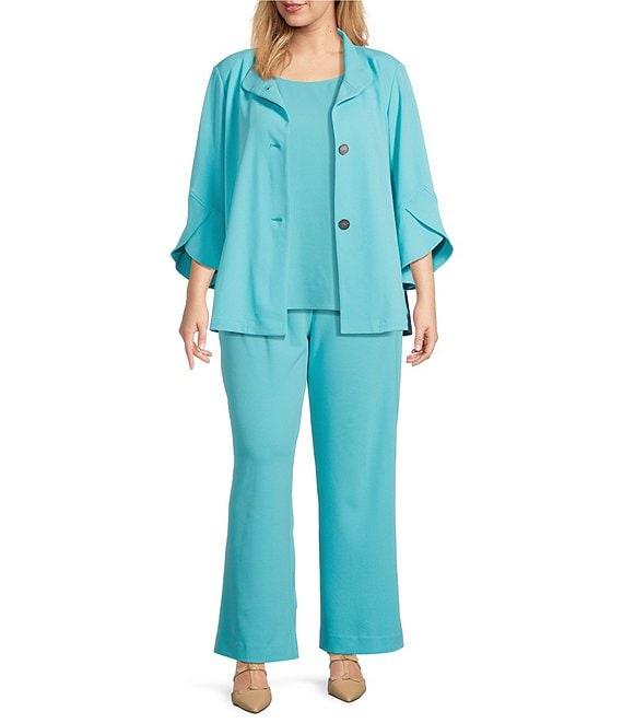 Ming Wang Plus Size Stretch Deco Crepe Scoop Neck Sleeveless Top Product Image