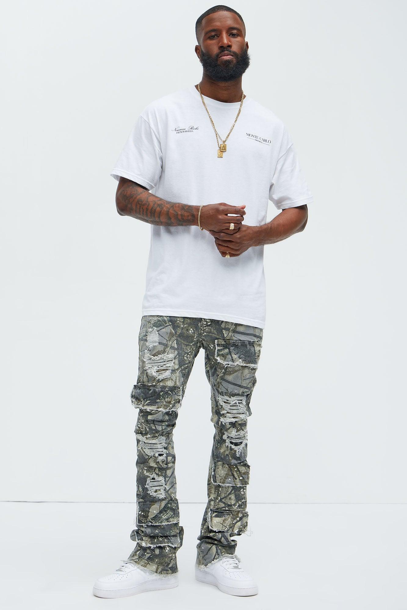 Get Started Cargo Stacked Skinny Flare Pants - Grey/combo Product Image