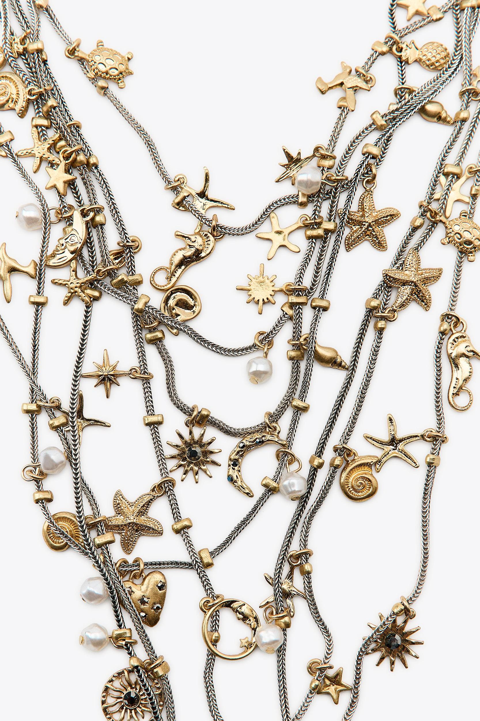 SEA CHARM MULTI-STRAND METAL NECKLACE Product Image