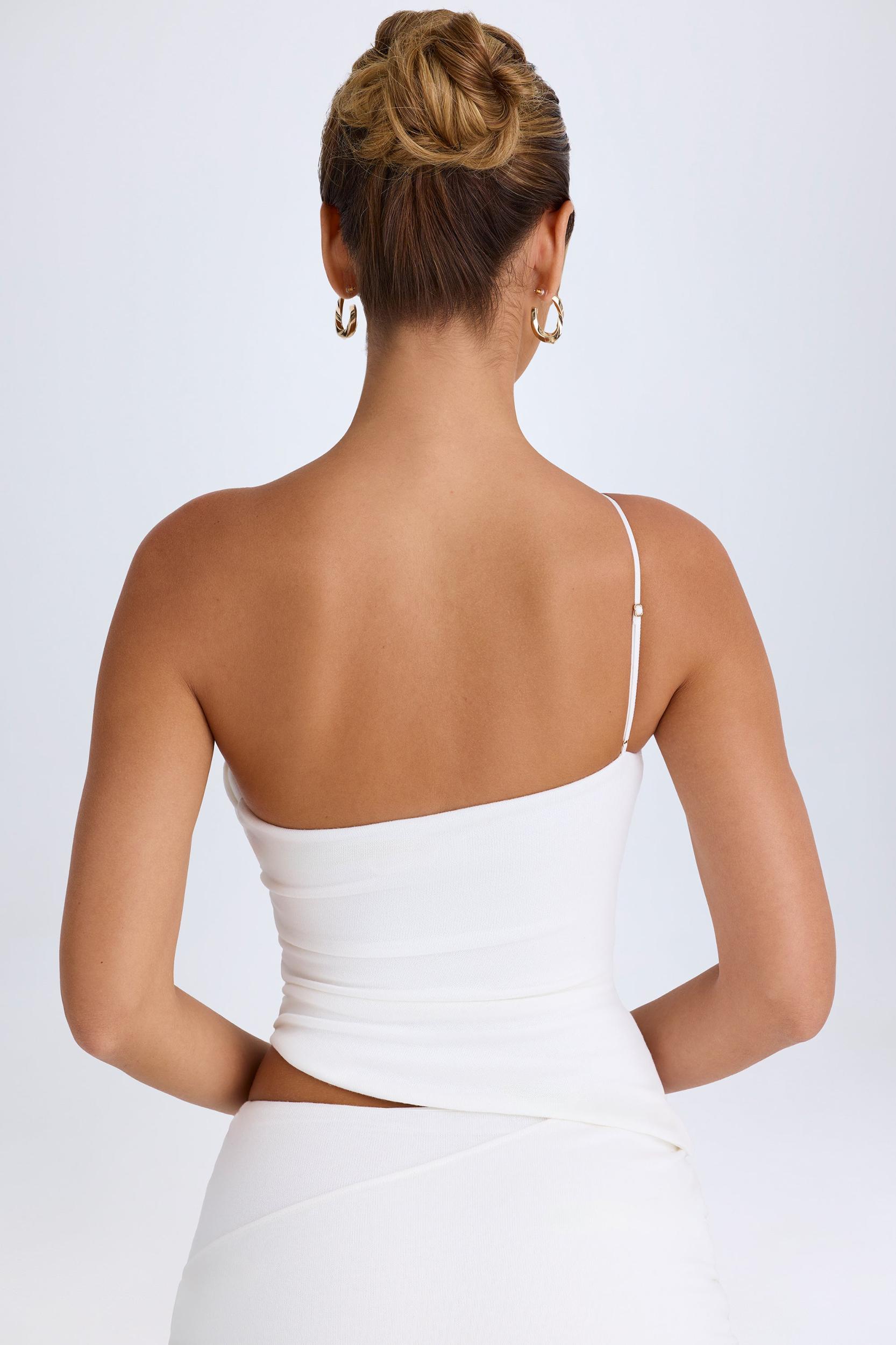 Asymmetric Cut-Out Top in White Product Image
