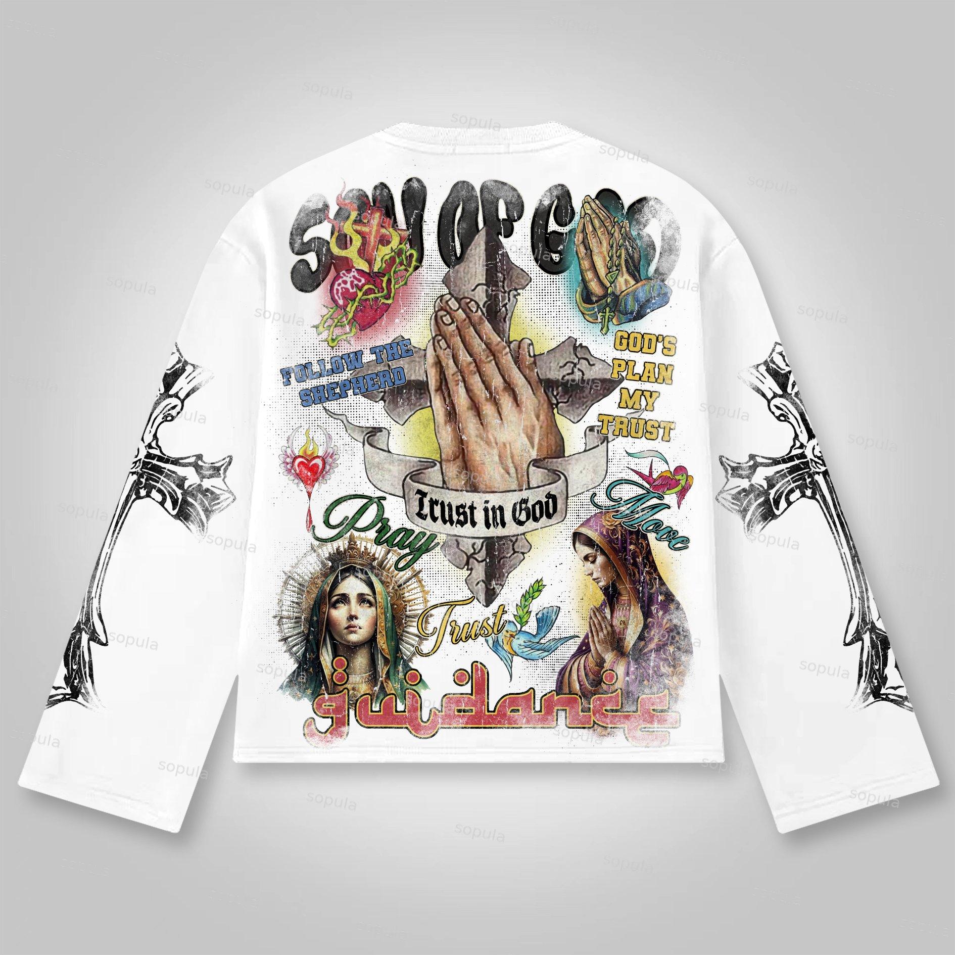 Sopula Son Of God Vintage Collage Graphics Long Sleeve T-Shirt Product Image