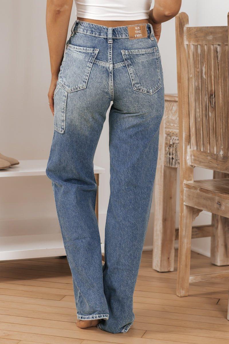 Free People Medium Wash Tinsley Baggy High Rise Jeans - FINAL SALE Product Image