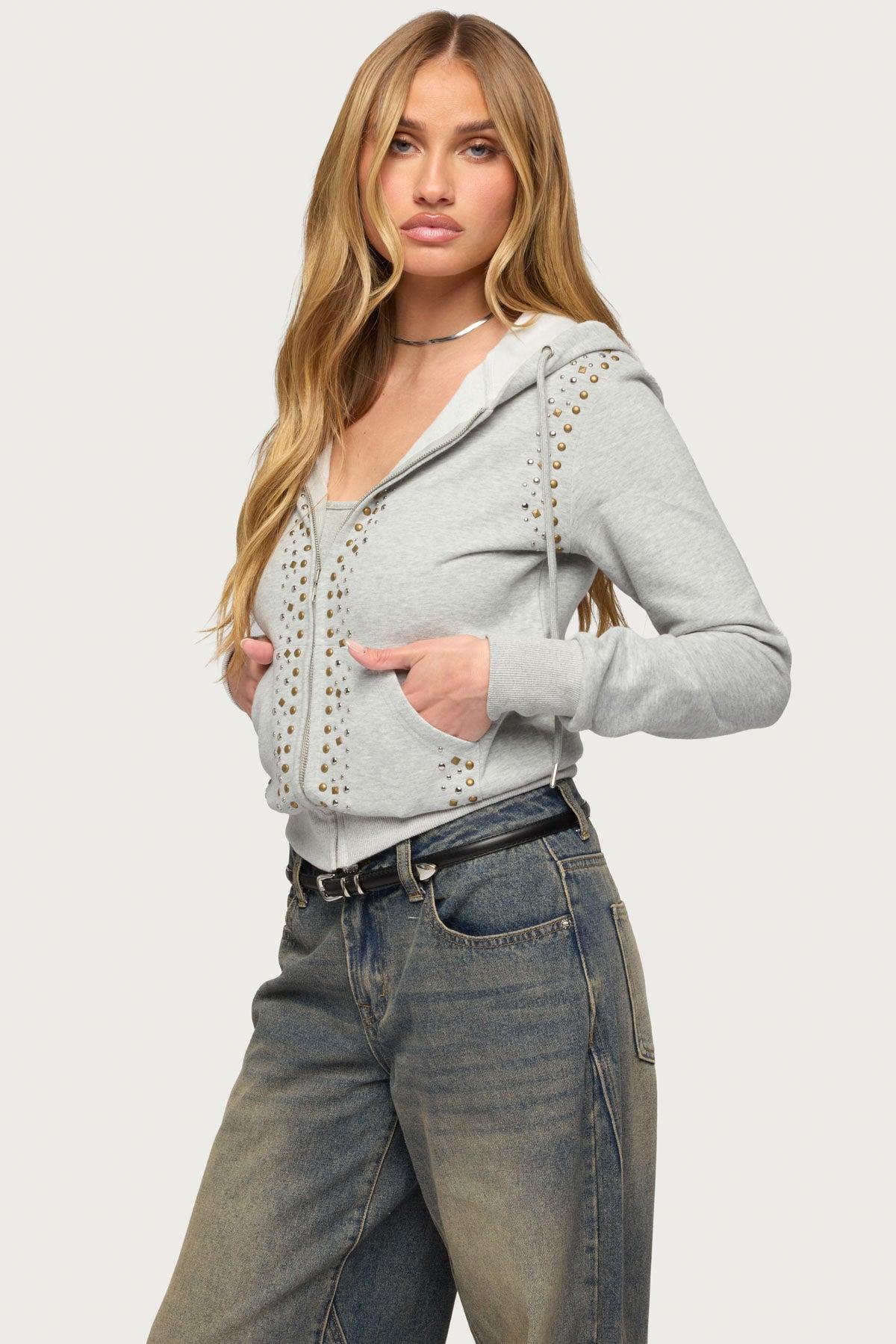 Patricia Studded Zip Up Hoodie Product Image