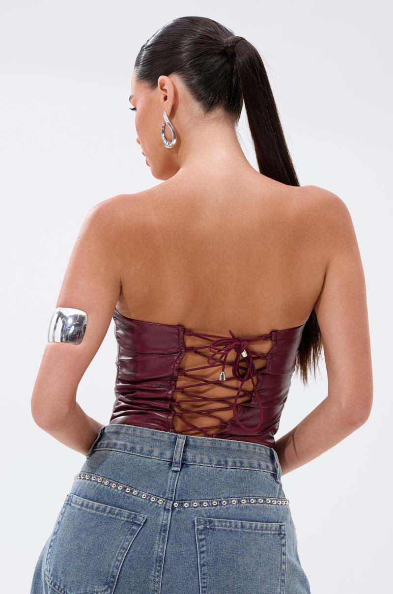 LUSH LIFE FAUX LEATHER BODYSUIT Product Image