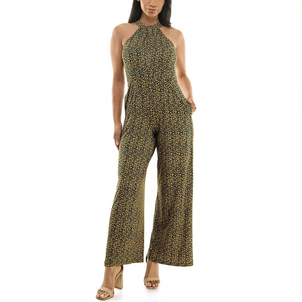 Women's Nina Leonard Printed Twist Neck Jumpsuit,  Product Image
