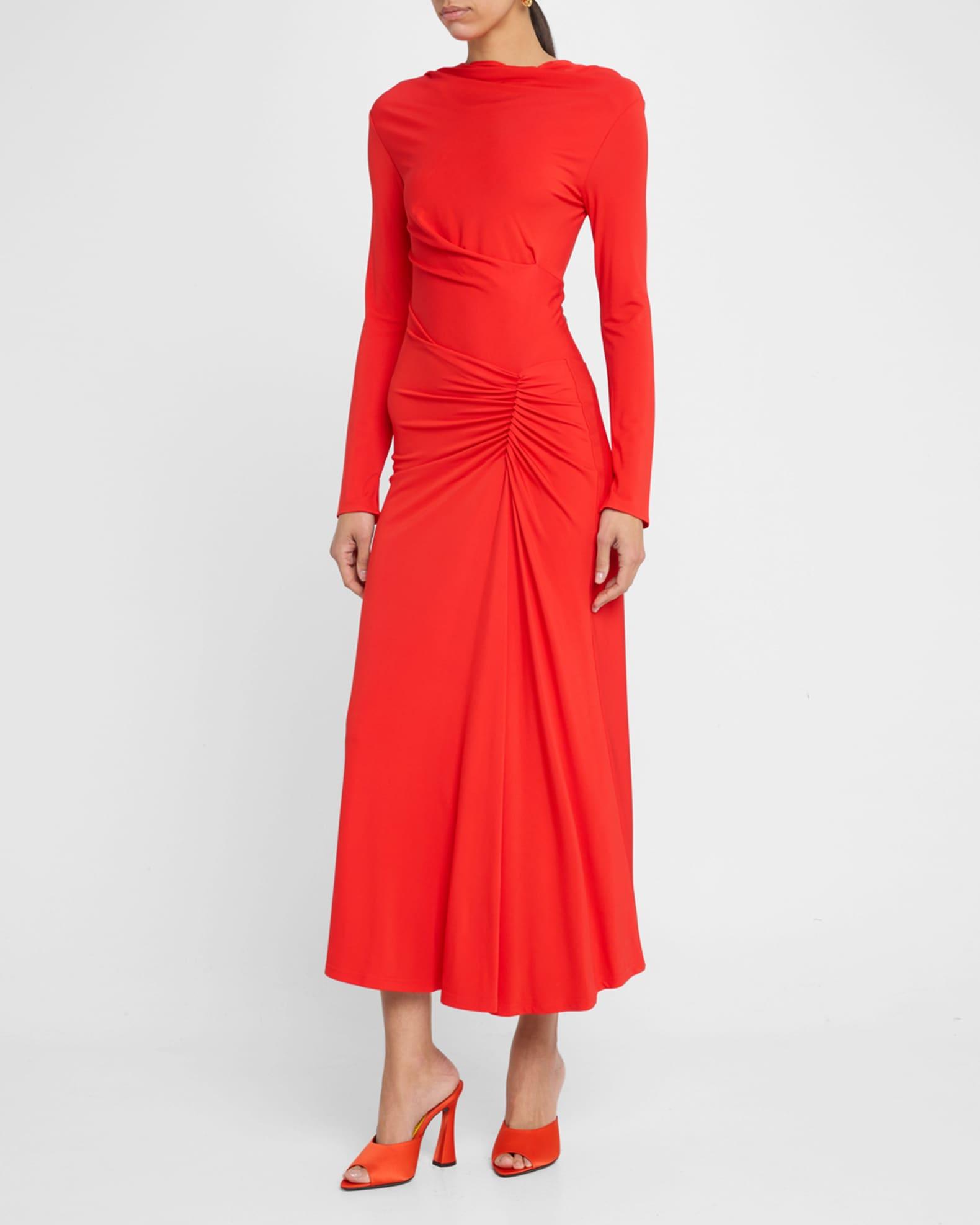 Ferrera Ruched Long-Sleeve Midi Dress Product Image