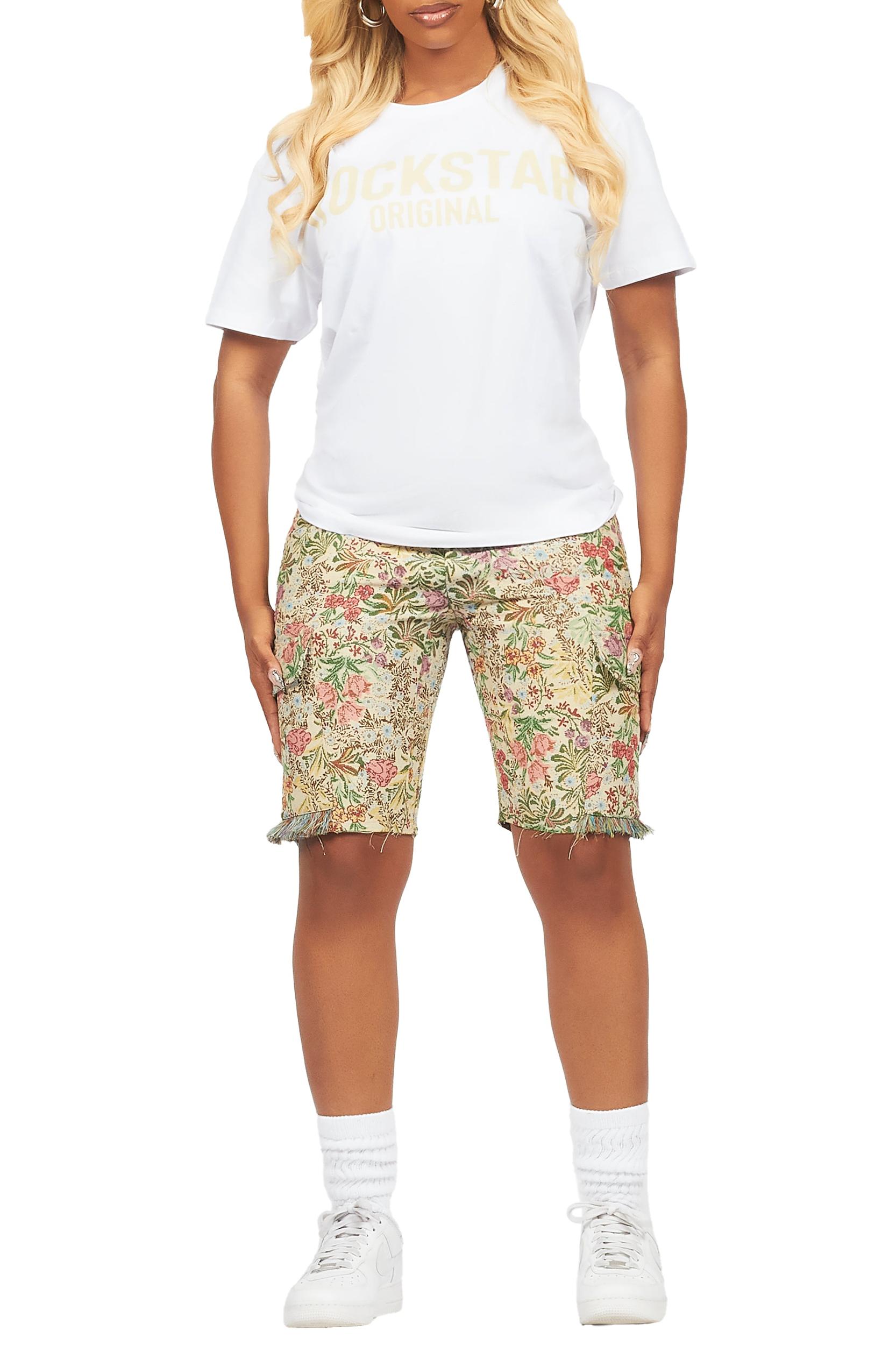 Tamia White/Beige T-Shirt Short Set Female Product Image