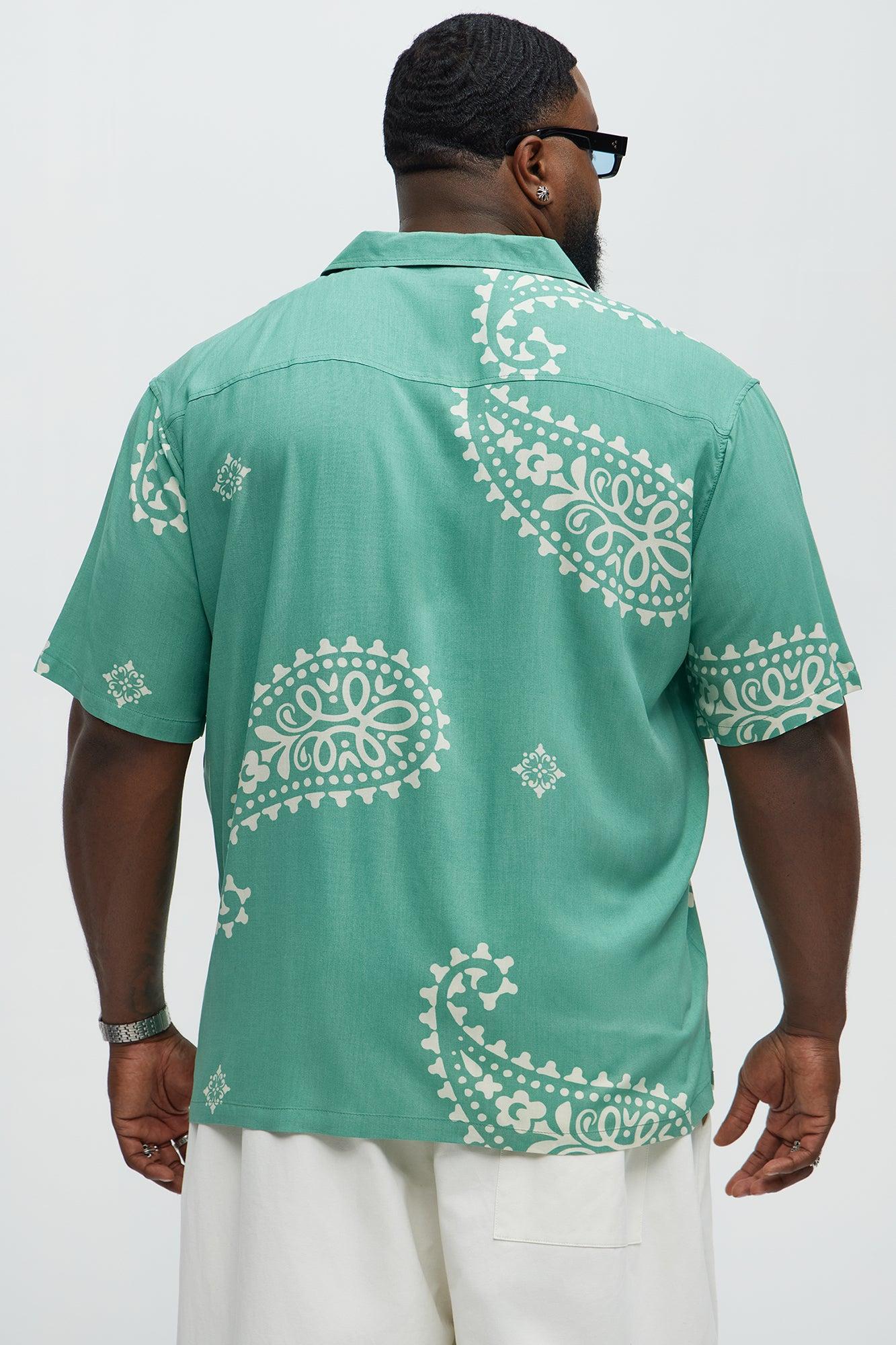 Paisley Rayon Shirt - Sage Male Product Image