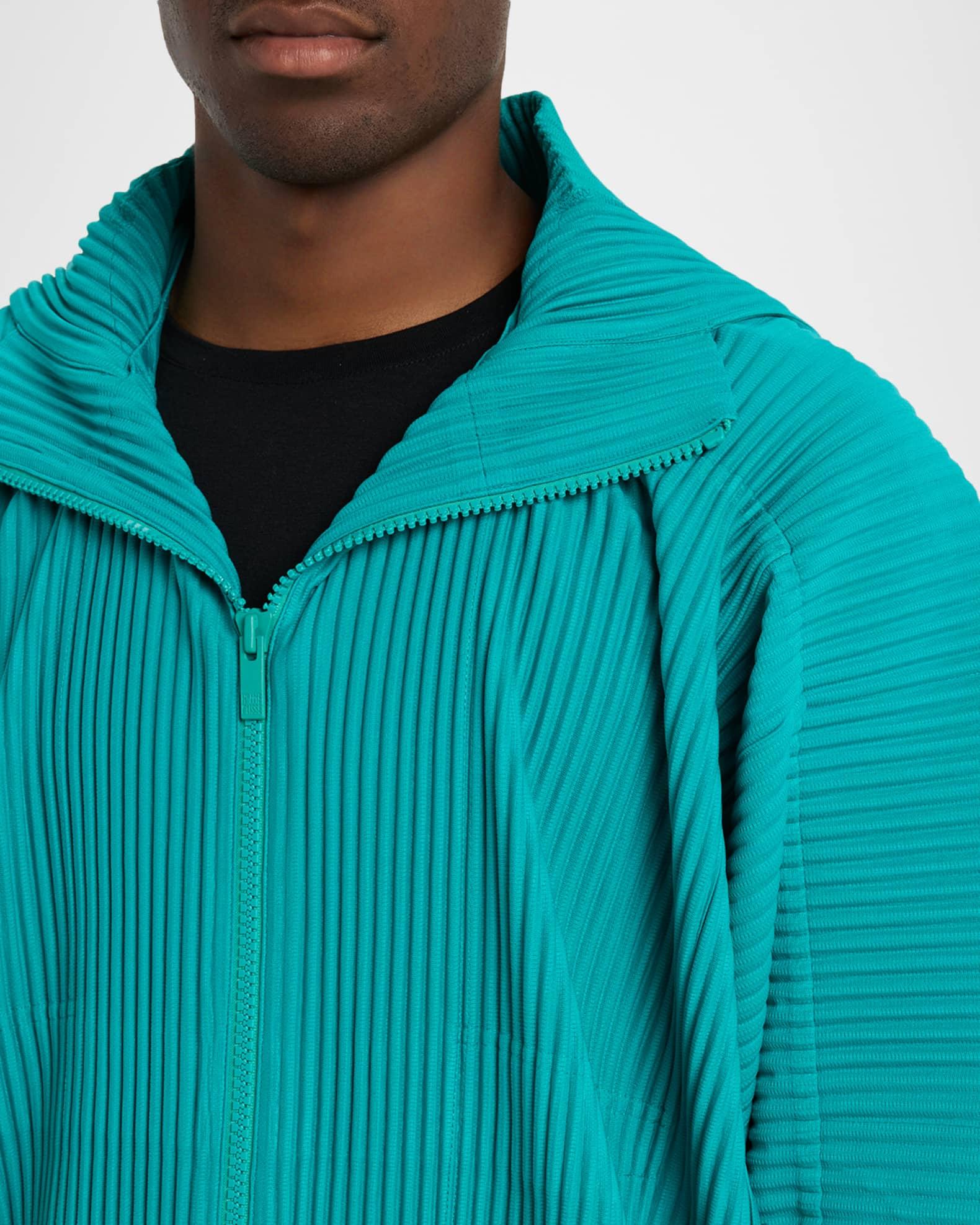 Men's Pleated Full-Zip Hooded Sweater Product Image