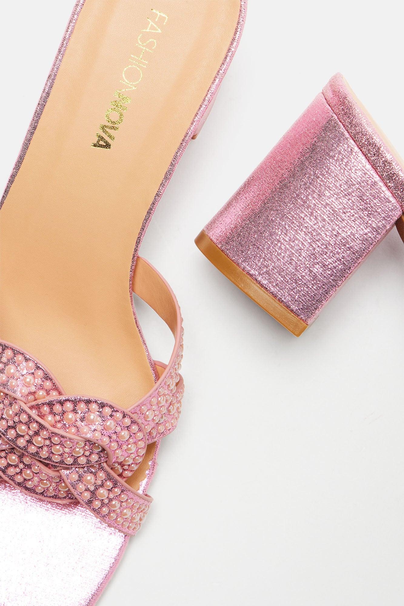 Shauna Pearl Heeled Sandals - Pink Product Image