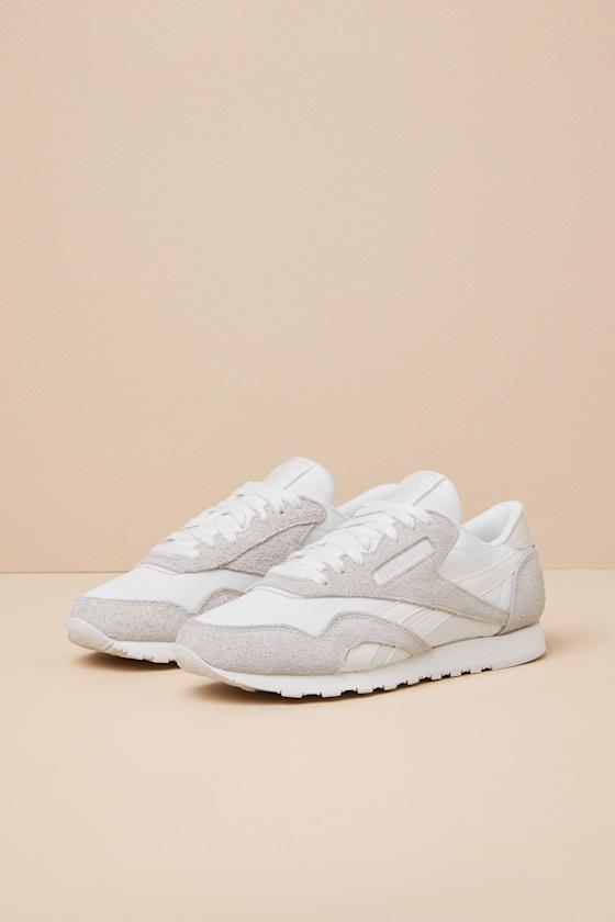 Classic Nylon Sand and Chalk Suede Leather Sneakers Product Image