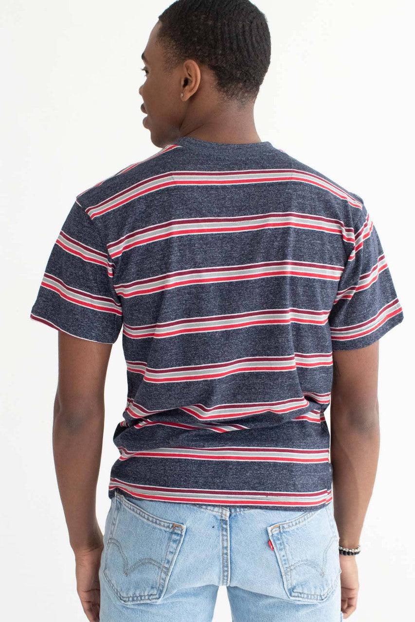 Marled Navy Striped T-Shirt Product Image