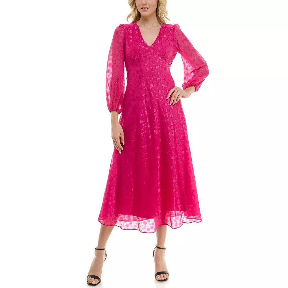 Women's Taylor Bias Cut V-Neck Long Sleeve Dress, Size: 6, Pinkolious Product Image