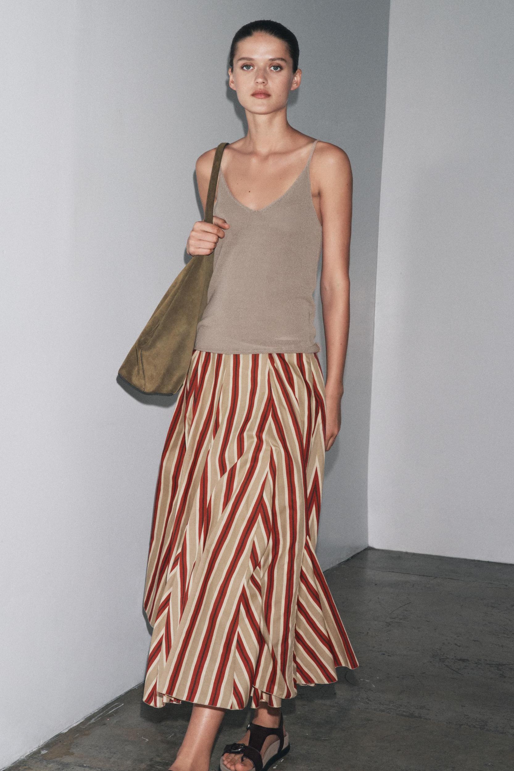 ZW COLLECTION STRIPED MIDI SKIRT Product Image